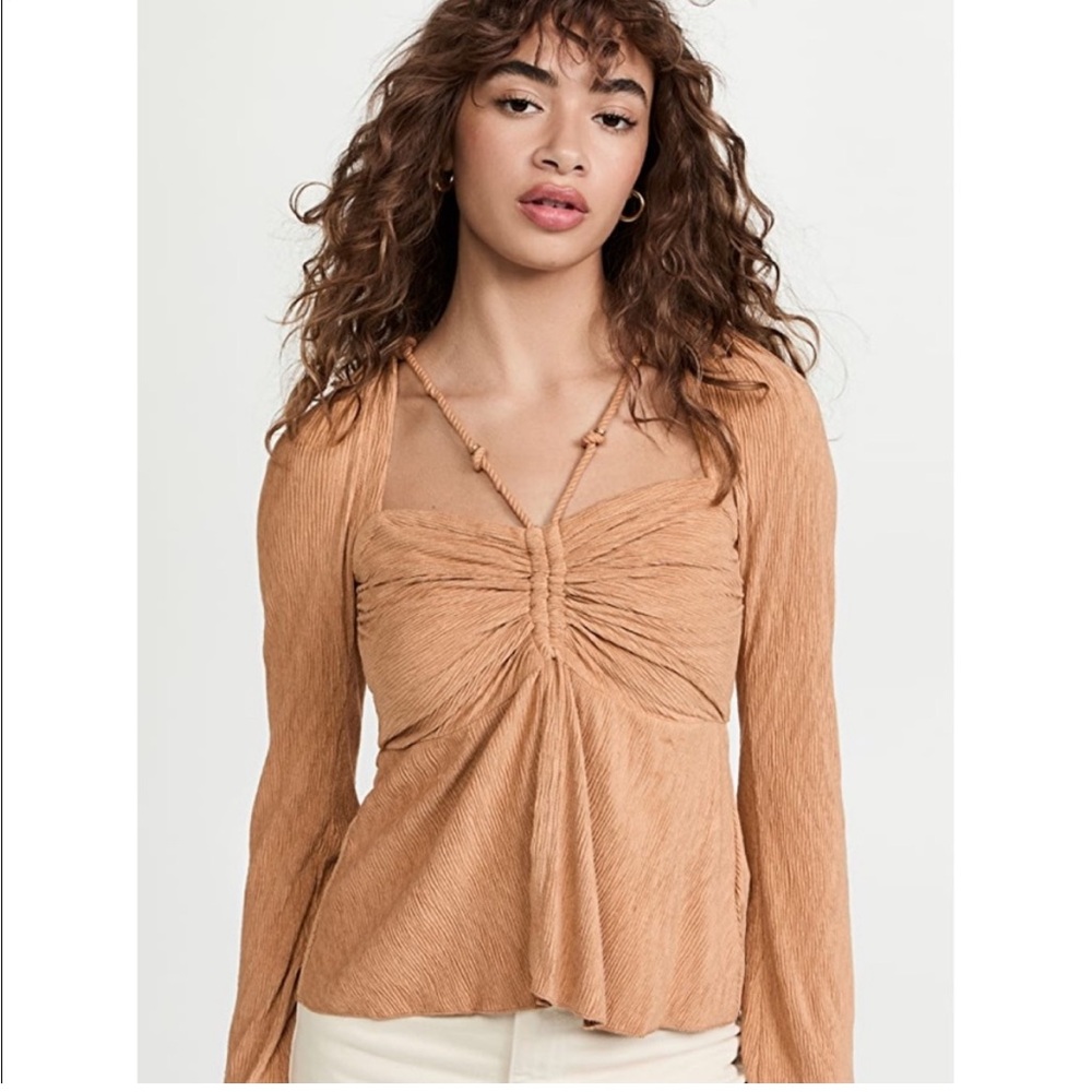 🔥Jonathan Simkhai Alanna Plisse Faux-Suede Top